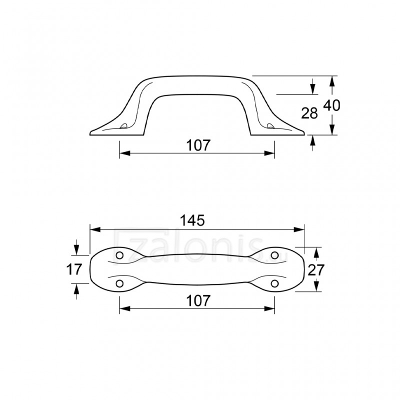 HANDLE WITH EXTERNAL SCREWS 145 / CHROME
